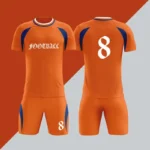 定制男子足球制服套装，带短裤热转印印花透气聚酯运动衫，队名/号码空白 - Image 2